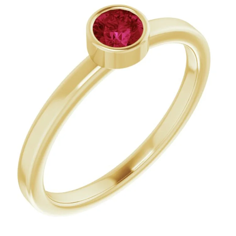 Personalized gemstone rings-14K Yellow 4 mm Natural Ruby Ring