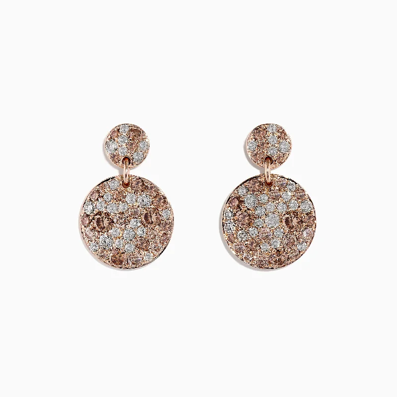 Multi-Color Earrings For Fun Outfits-14K Rose Gold Espresso Diamond Drop Earrings