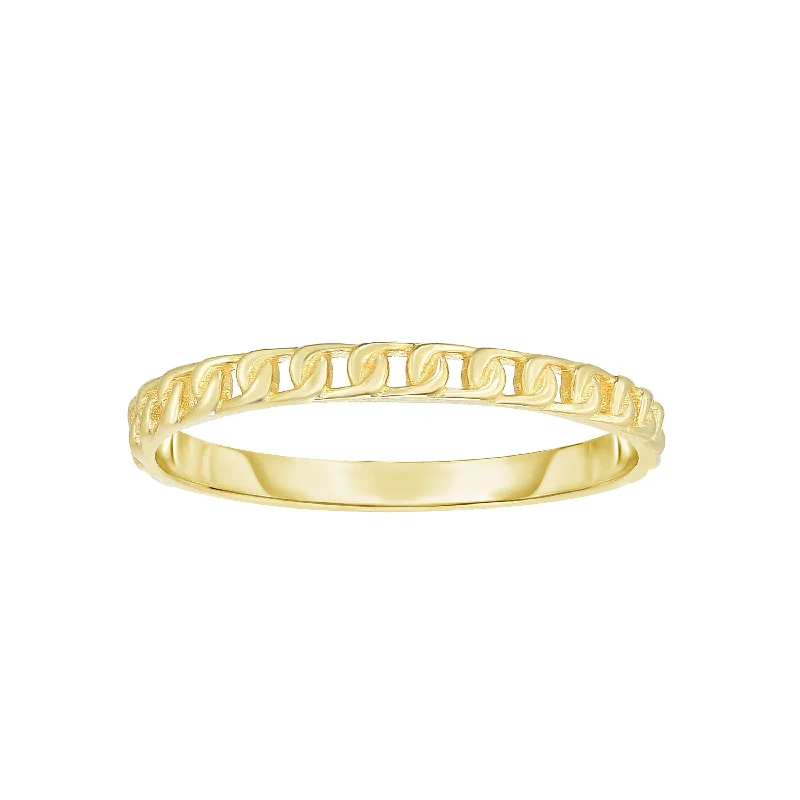 Stylish women’s rings-14K Gold Mini Curb Stackable Ring