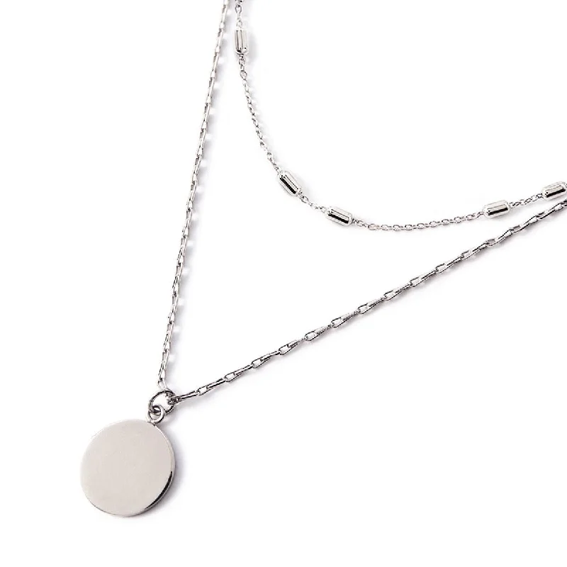 Minimalist necklaces for casual wear-Deux Chain Disc Necklace Duo