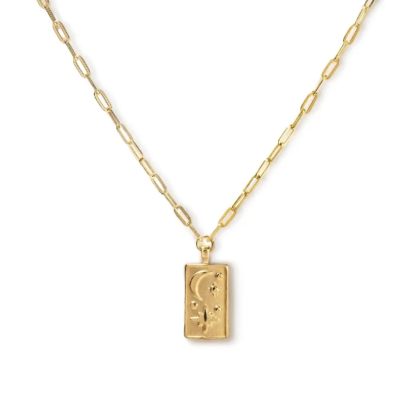 Designer necklaces for fashion lovers-Celestial Rectangle Pendant Necklace