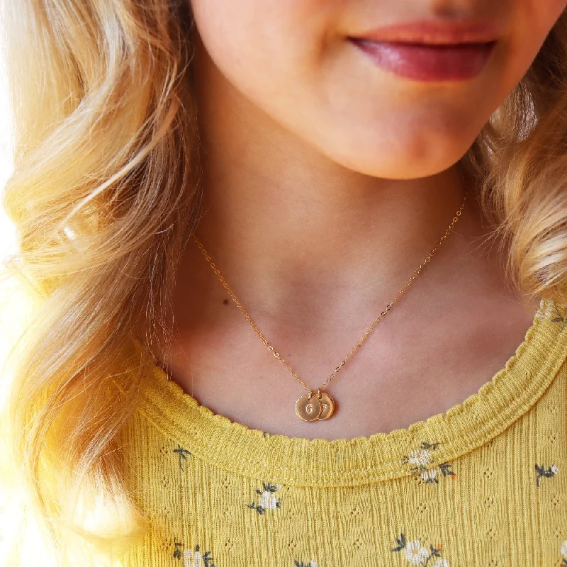 Gold lockets with custom engravings-Children’s Tiny Monogram Necklace