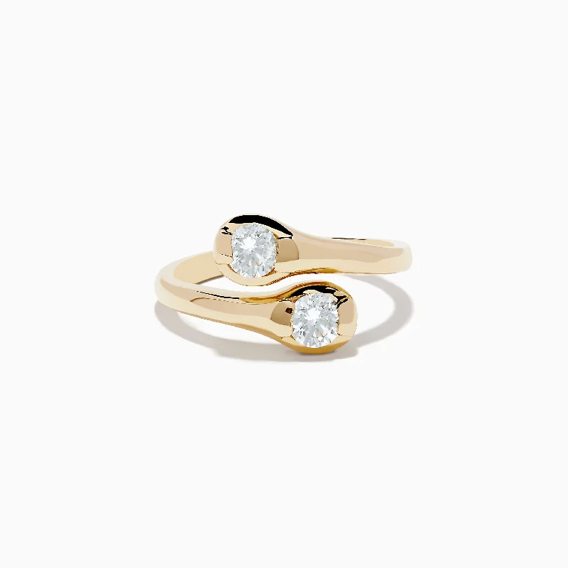 Affordable engagement rings with diamonds-D'Oro 14K Yellow Gold Two-of-Us Diamond Ring, 0.59 TCW