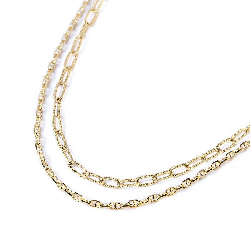 Wedding anniversary necklaces for wives-Link Chain Marina Duo Necklace