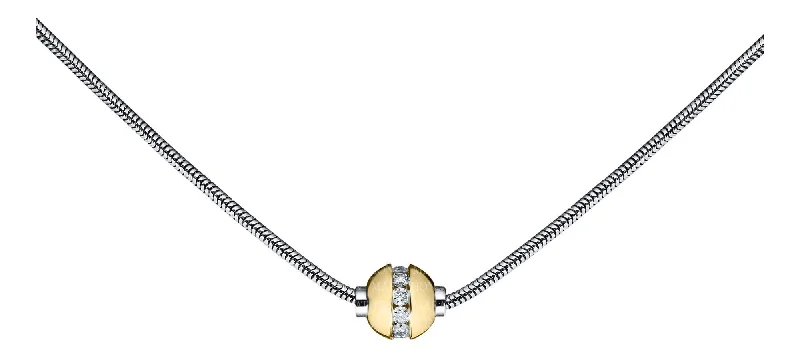 Leather chain necklaces for men-Authentic Cape Cod Necklace made by Lestage- Sterling Silver with 14k Gold Diamond Ball