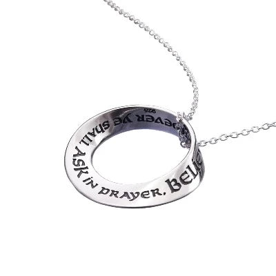 Custom engraved charm necklaces-Believing Ye Shall Receive Sterling Silver Necklace