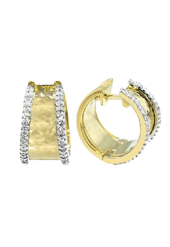 Fashionable Earrings For Date Nights-D'Oro 14K Two Tone Diamond Hoop Earrings, 0.40 TCW