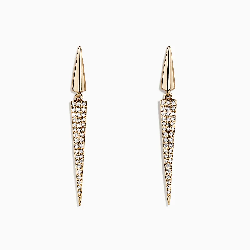 Oversized Earrings For Bold Fashion-D'Oro 14K Yellow Gold Geometric Drop Earrings, 0.28 TCW