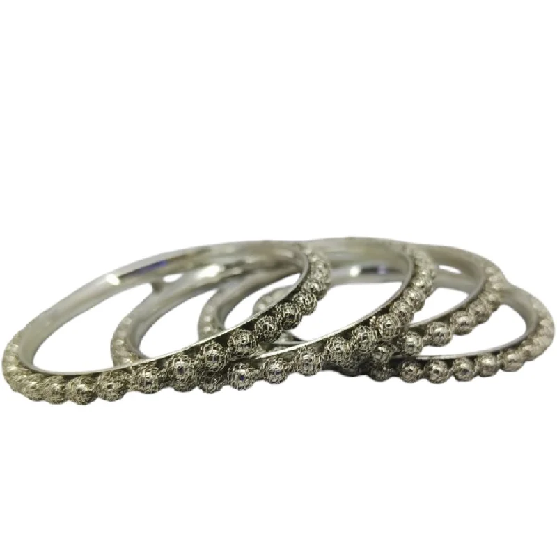 simple gold bracelets-Modern bangles for evening wear-Amity Arts Oxidised Plated Bangles Set (4 Piece Only)