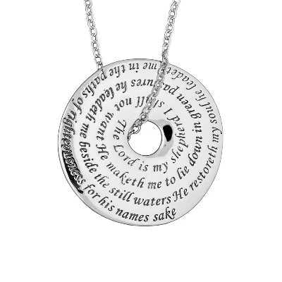 Silver heart lockets for necklaces-23rd Psalm Sterling Silver Necklace